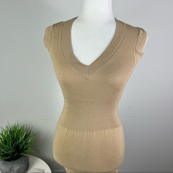 ATM womens beige stretch sleeveless V neck sweater dress size small - Picture 4 of 12